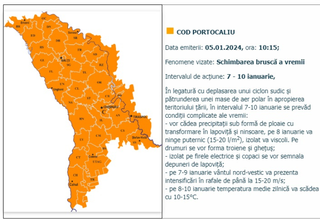 Atenție! Cod portocaliu de schimbare bruscă a vremii